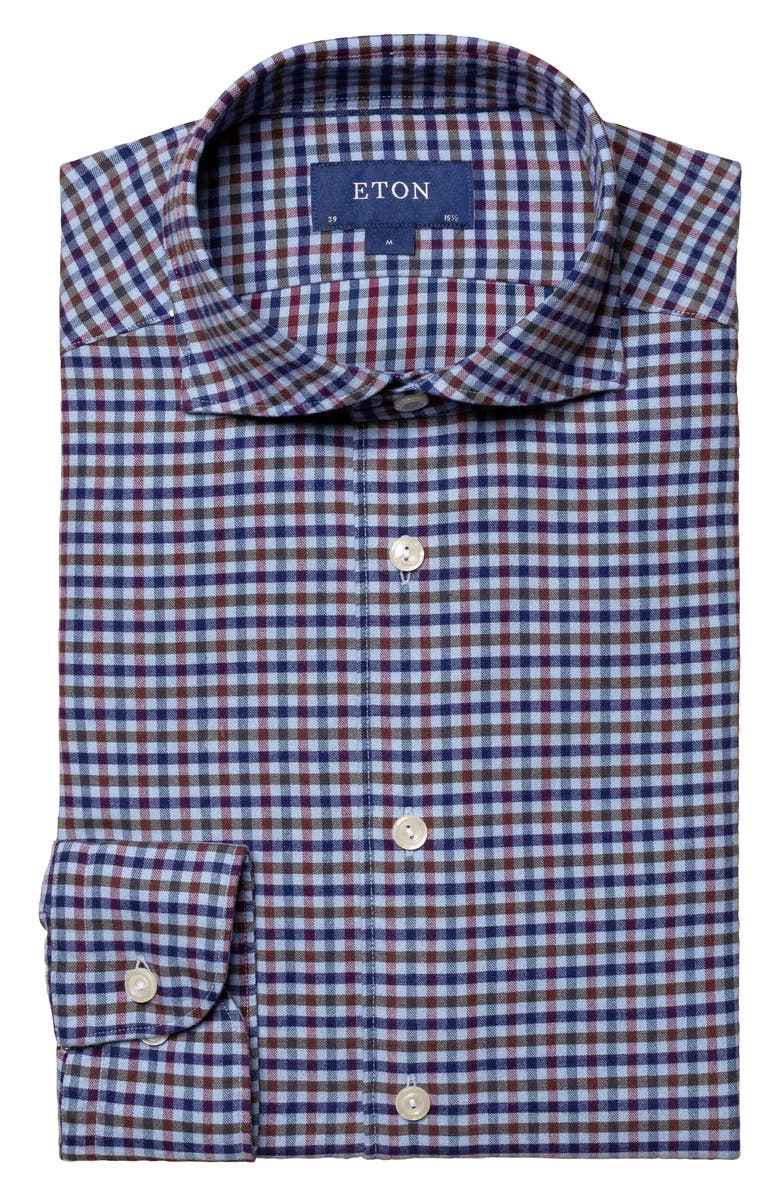 Eton Slim FIt Check Cotton & Lyocell Dress Shirt, Alternate, color, 