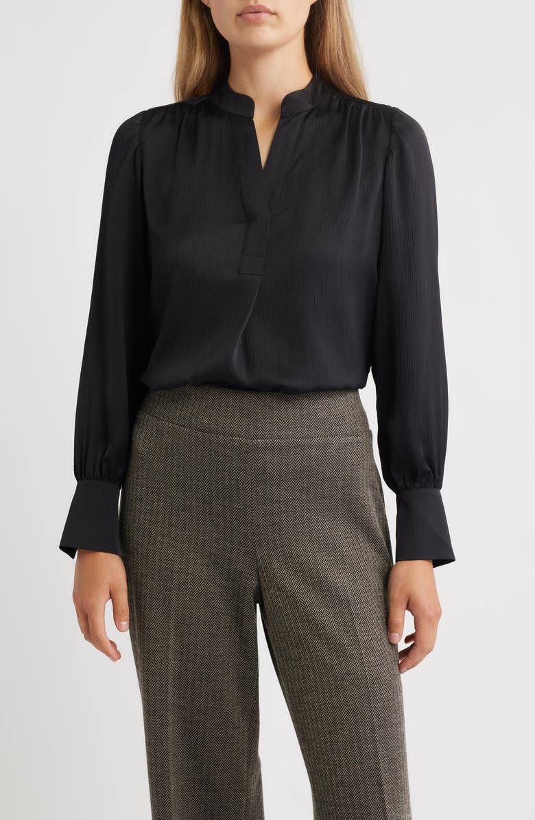 Anne Klein Textured Crepe Long Sleeve Top, Main, color,