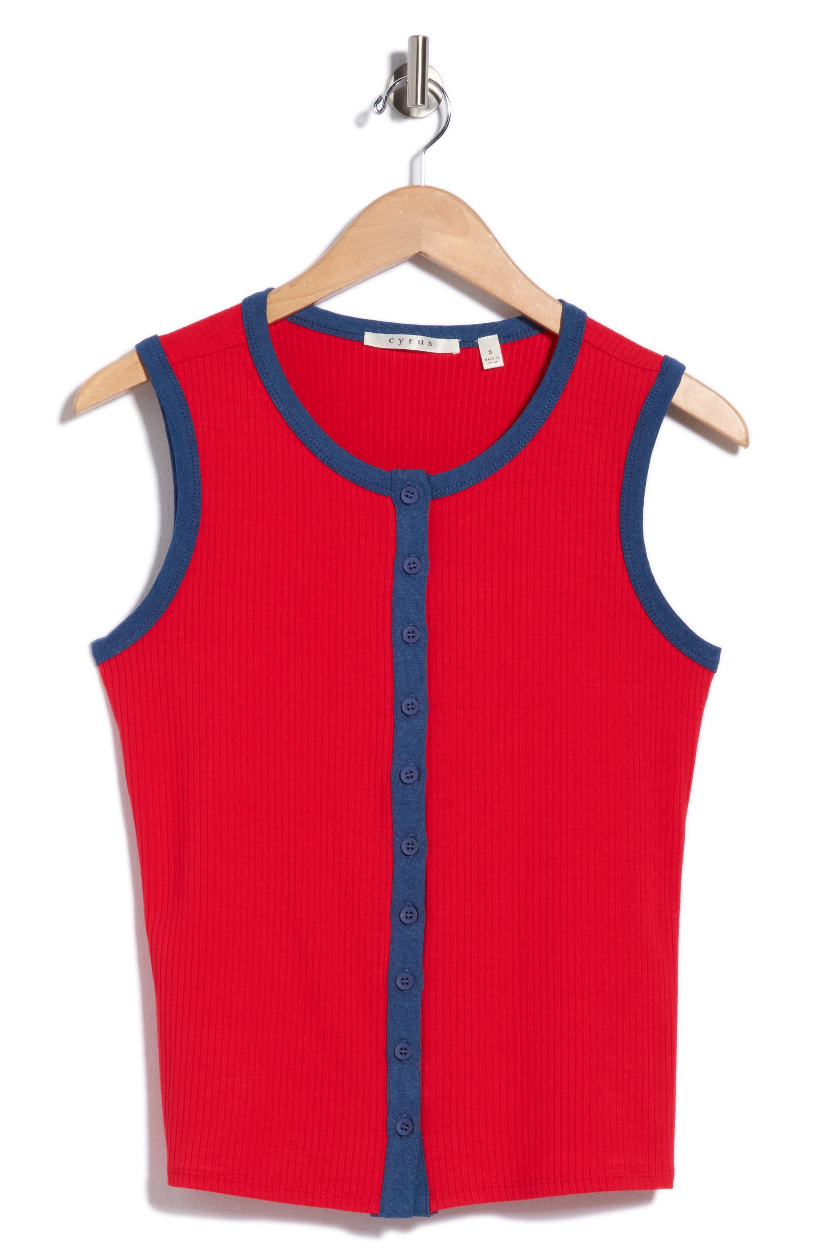 Contrast Trim Ribbed Button Front Vest