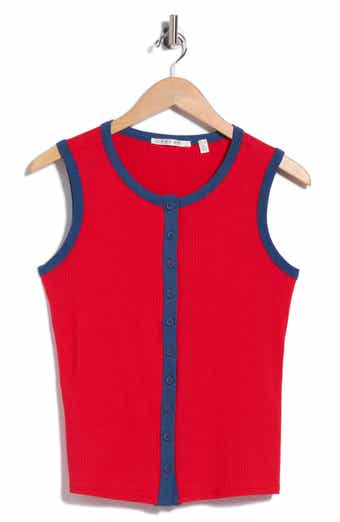 Contrast Trim Ribbed Button Front Vest