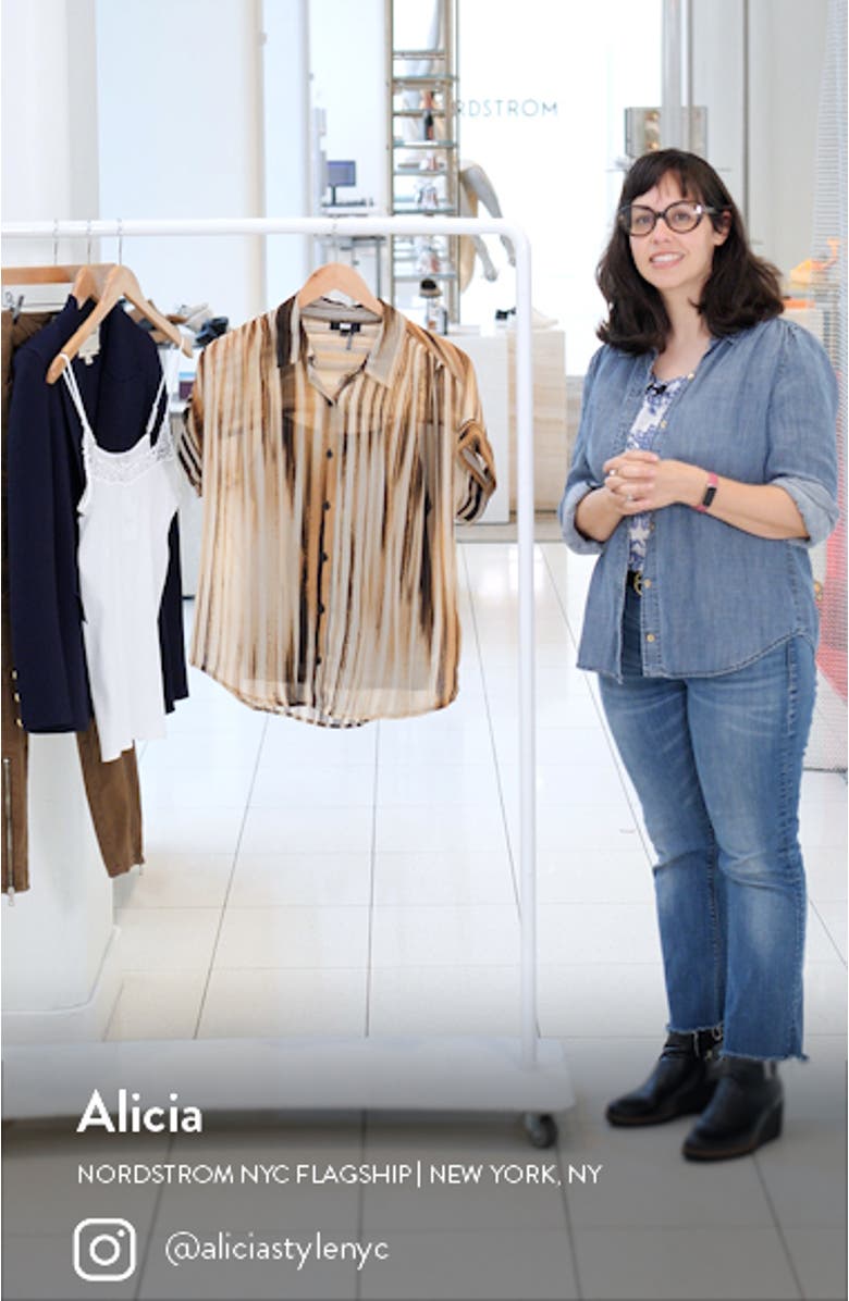 Print Chiffon Short Sleeve Button-Up Shirt, sales video thumbnail