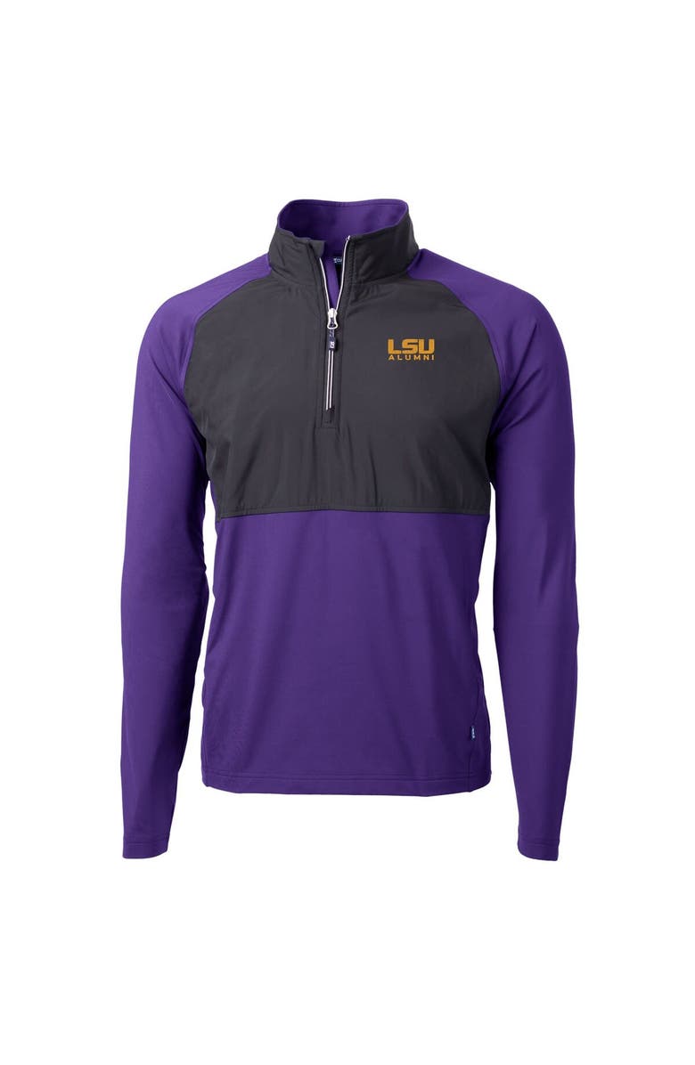 Cutter & Buck Men's Cutter & Buck  Purple LSU Tigers Alumni Logo Adapt Eco Knit Hybrid Recycled Quarter-Zip Pullover Top, Alternate, color, 