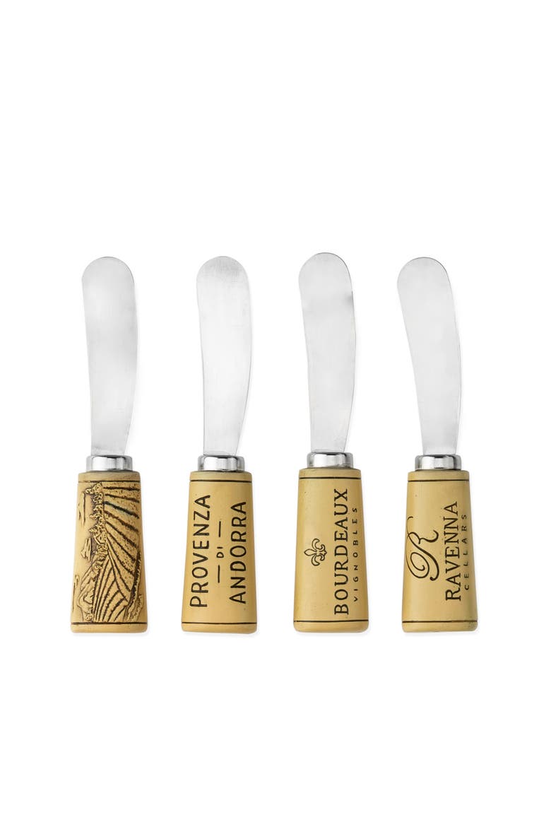 Cork Handled Cheese Spreader Set of 4, Main, color, Silver