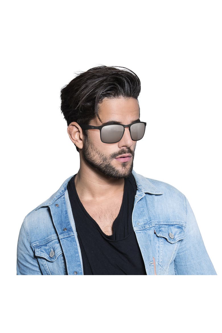 Tech 62mm Polarized Wayfarer Sunglasses, Alternate, color, MAT BLACK/BLUEGOLD MIRROR GRAD
