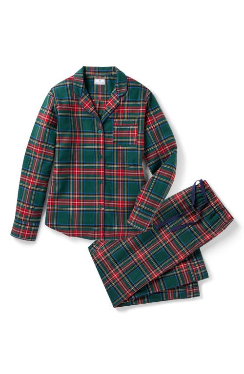 Petite Plume Kensington Tartan Cotton Twill Pajamas In Brown