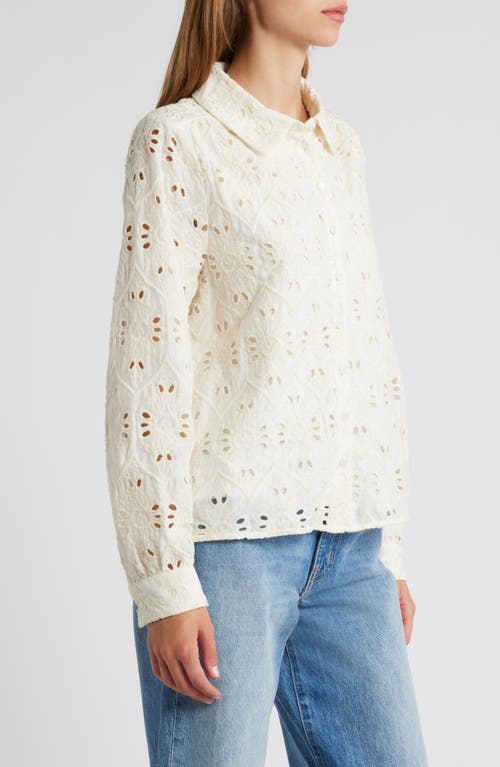 Shop Ciebon Joji Eyelet Button-up Shirt In White