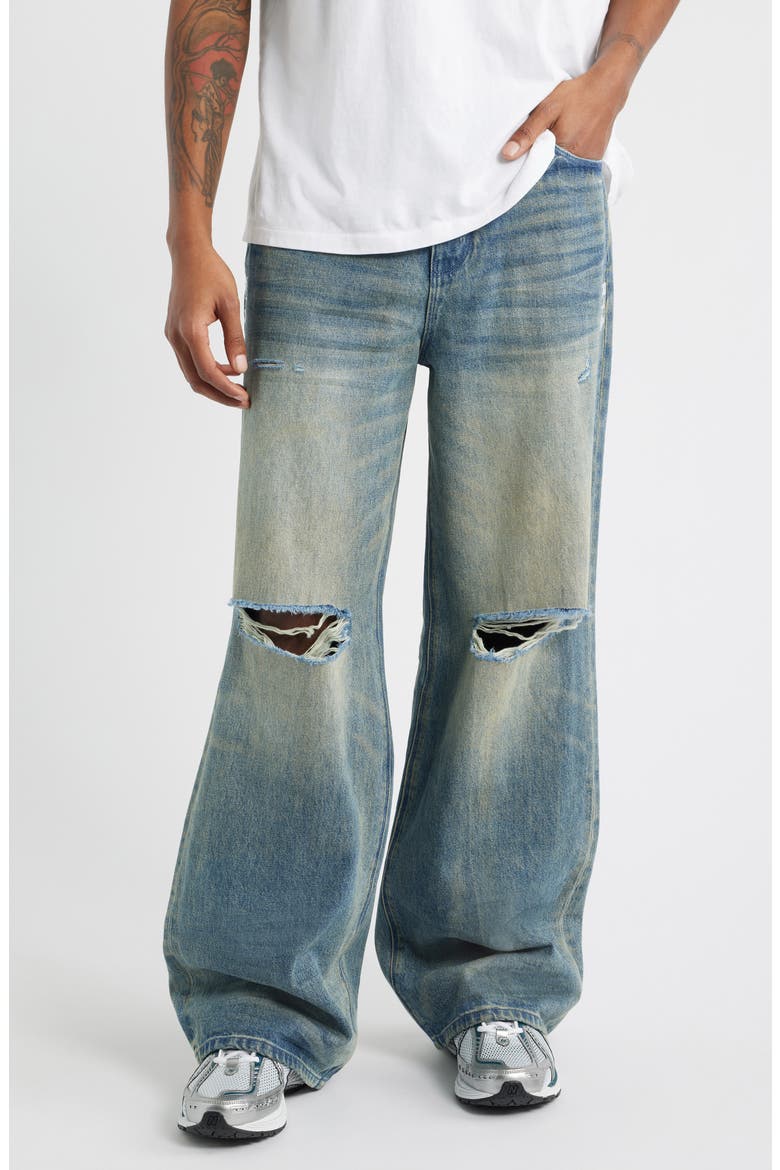 Franco Ripped Wide Leg Jeans, Main, color, MUDDY SKY