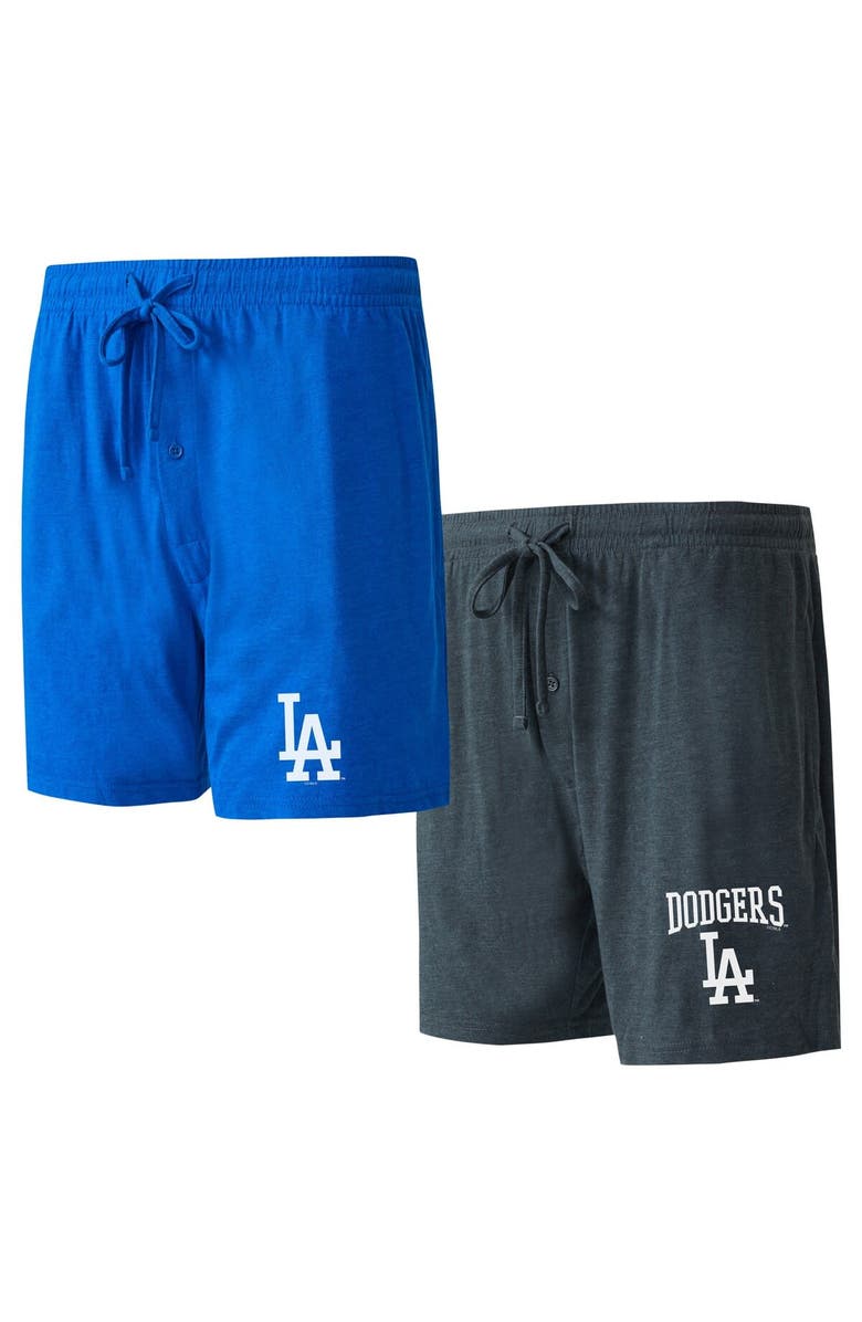 CONCEPTS SPORT Men's Concepts Sport Royal/Charcoal Los Angeles Dodgers Two-Pack Meter Sleep Shorts, Main, color, 