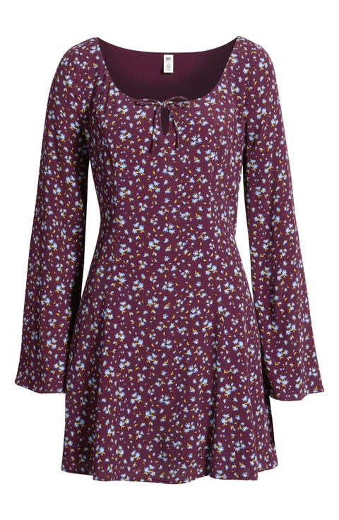Scoop Neck Long Sleeve Minidress