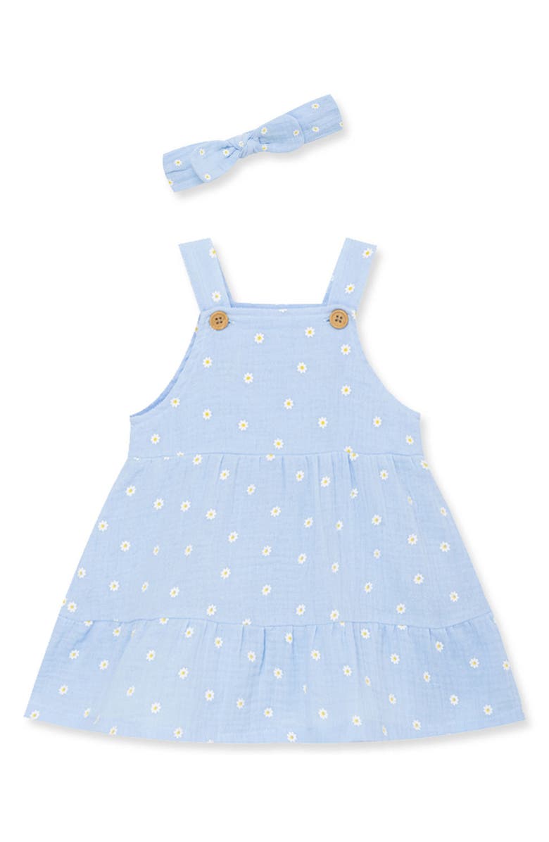 Little Me Daisy Gauze Sundress & Headband Set, Main, color, 