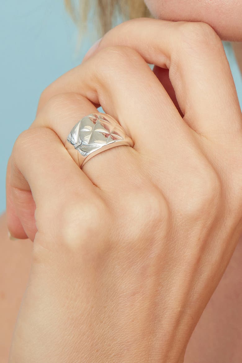 Sterling Silver Bold Quilted Ring, Alternate, color, Silver