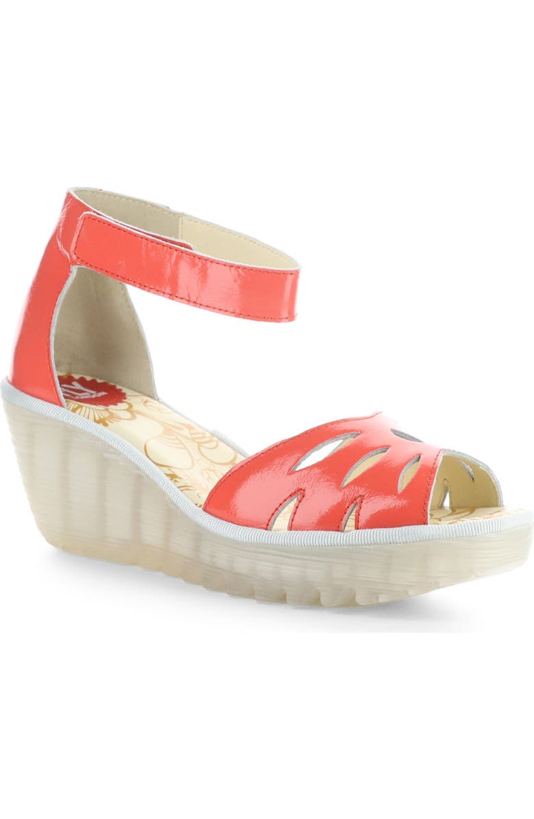 Fly London Yelu Platform Wedge Sandal, Main, color, Scarlet