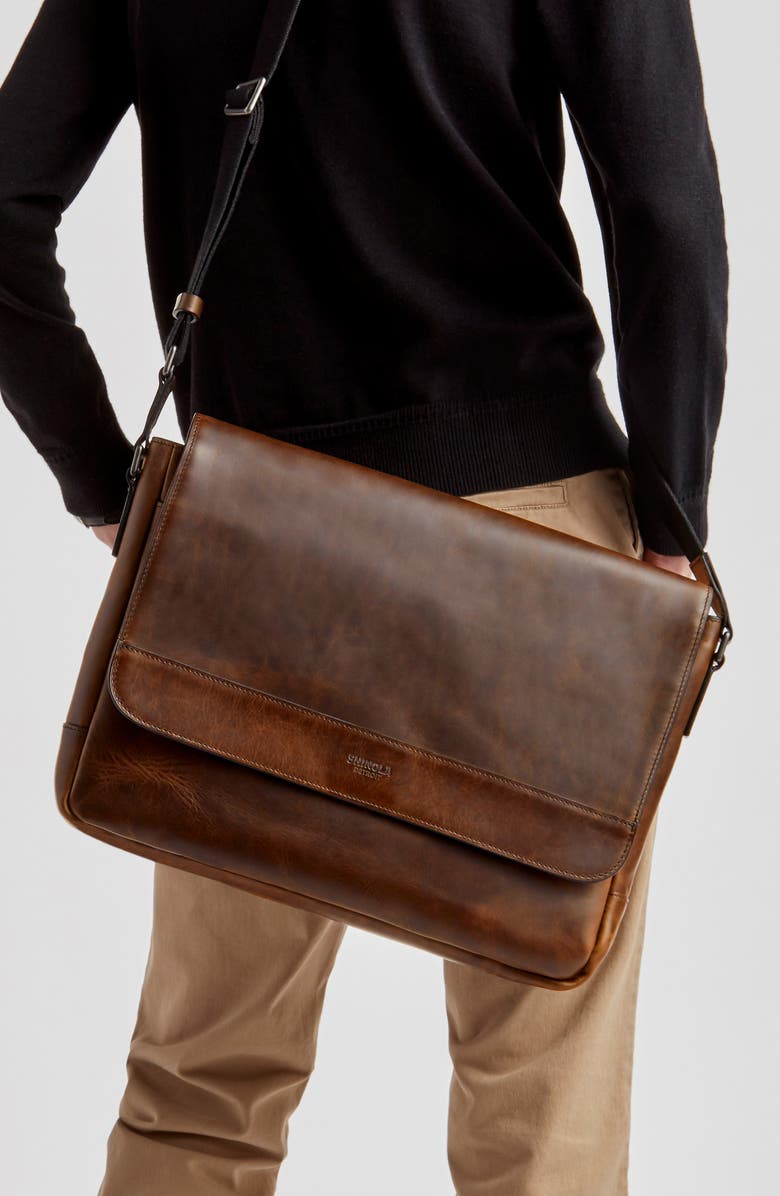 Shinola Navigator Leather Messenger Bag, Alternate, color,