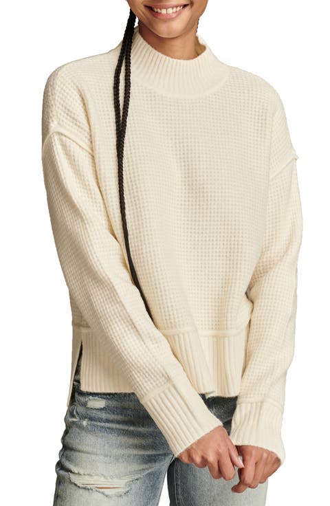 Waffle Stitch Mock Neck Sweater
