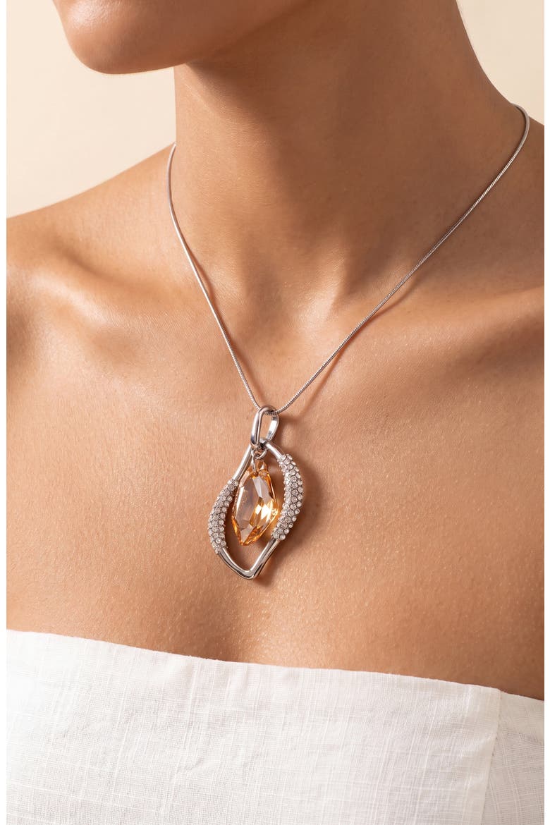 Crystal Open Frame Pendant Necklace, Alternate, color, Silver