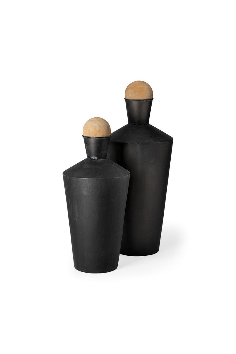 Asher Set of Two Metal Urns, Main, color, Black