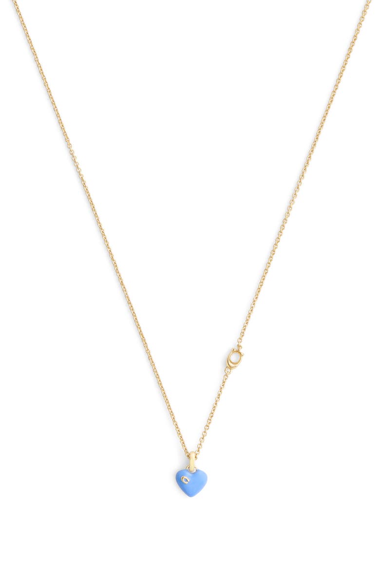 Enamel Heart Short Pendant Necklace, Alternate, color, PERIWINKLE/ GOLD