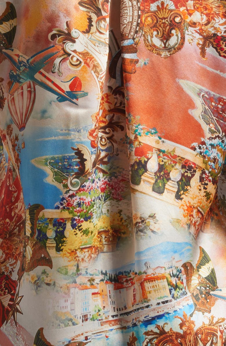 L'AGENCE Tyler Collage Print Silk Button-Up Shirt, Alternate, color, Ivory Multi Collage