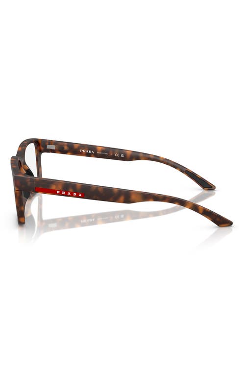 Prada Linea Rossa 56mm Rectangular Optical Glasses In Dark Tort