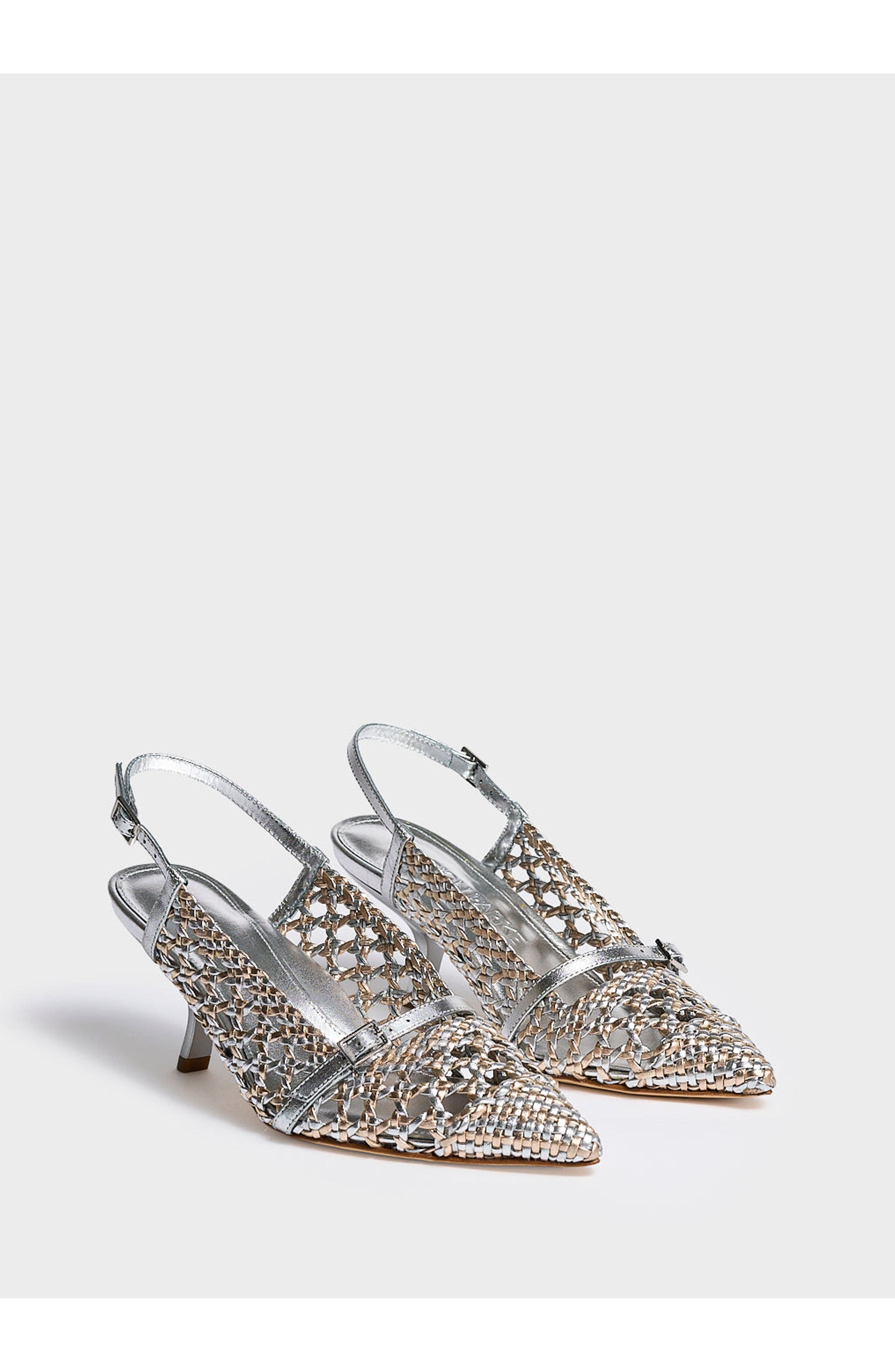 MARION PARKE Melissa Slingback | Metallic Nappa, Alternate, color, Silver/Gold