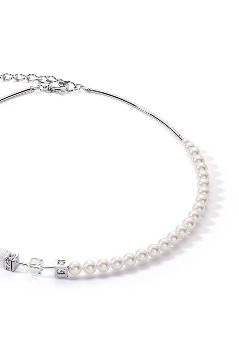 Geocube® Precious Fusion Pearls Necklace, Alternate, color, White