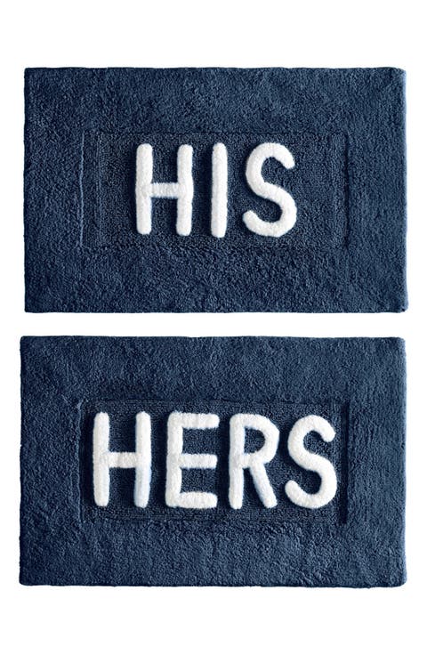 His & Hers 2-Piece Bath Mat Set