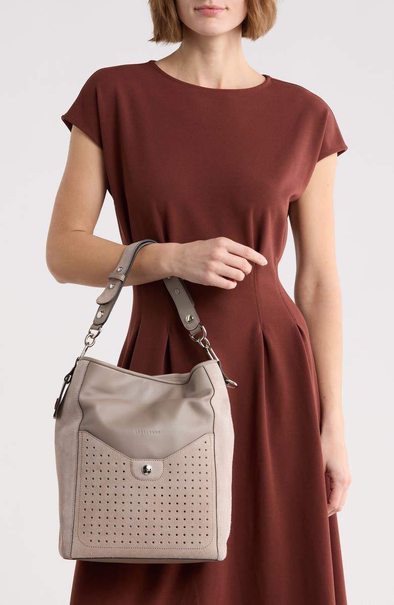 Longchamp Mademoiselle Perforated Hobo Bag, Alternate, color, Sand