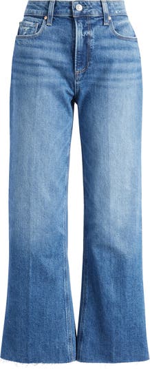 Leenah Raw Hem High Waist Ankle Wide Leg Jeans