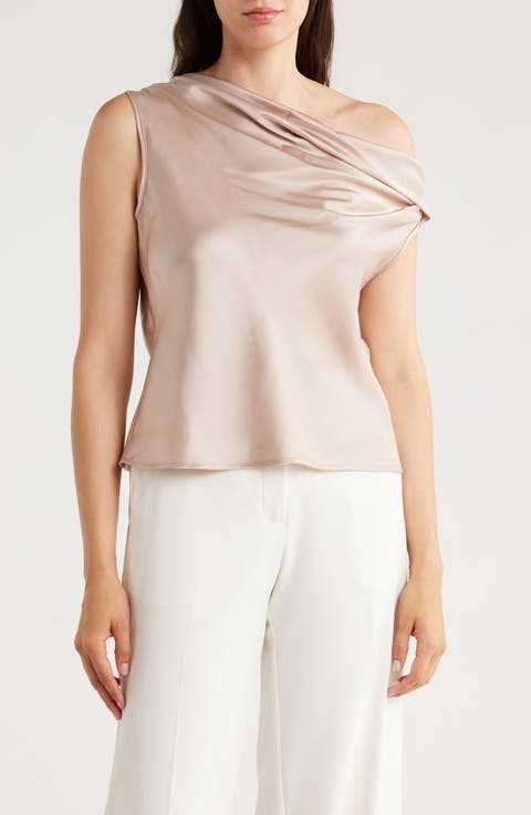 One-Shoulder Satin Tank