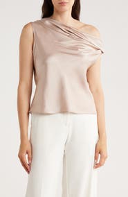 Renee C One-Shoulder Satin Tank