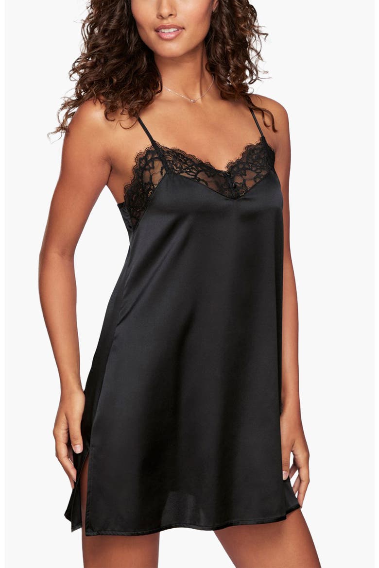 Silk Slip Nightgown, Main, color, Black