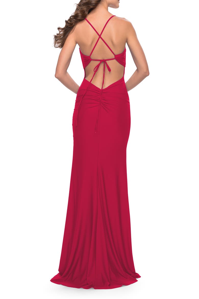 Soft Jersey Dress with Knot Detail on Bust and Hip, Alternate, color, Red