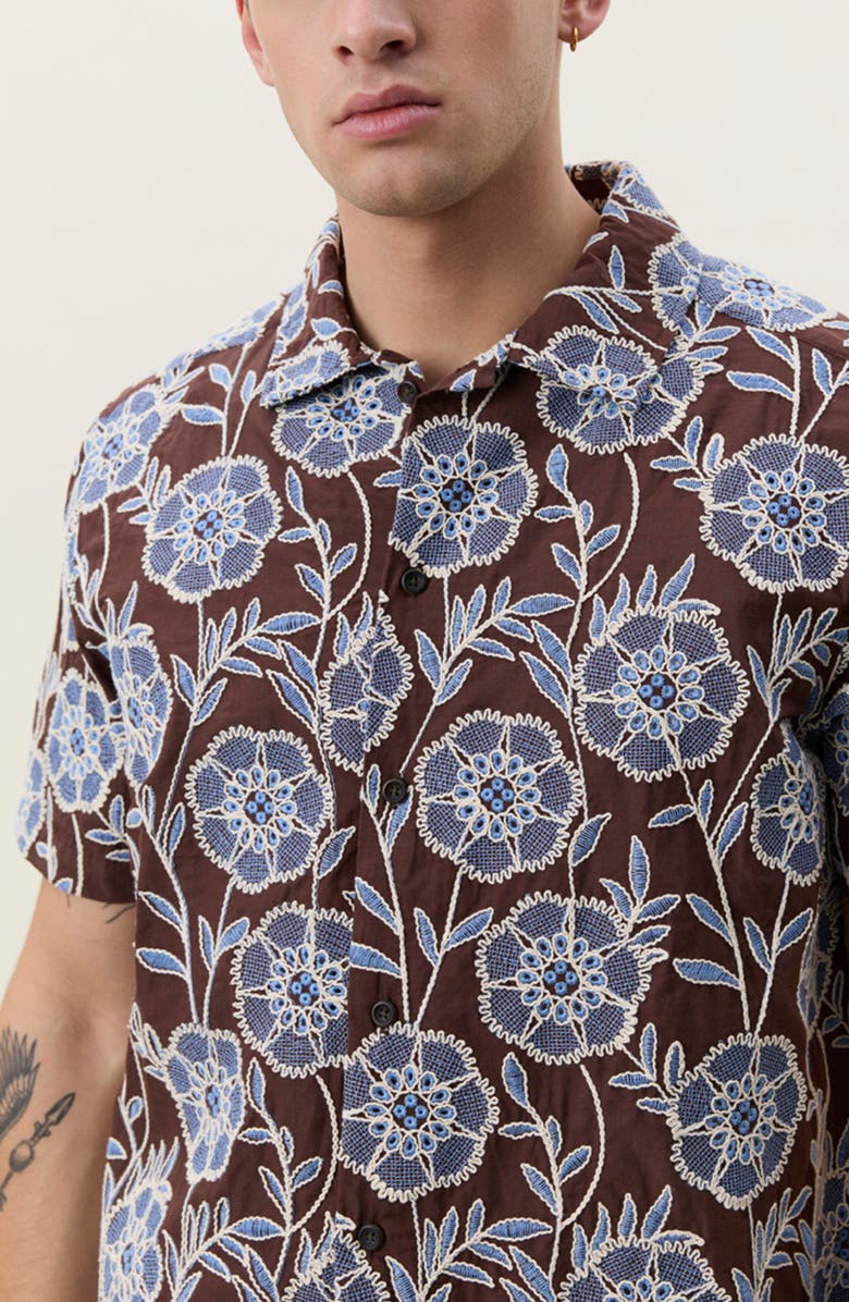 Les Deux Floral Print Button-Up Shirt, Alternate, color, Delicioso