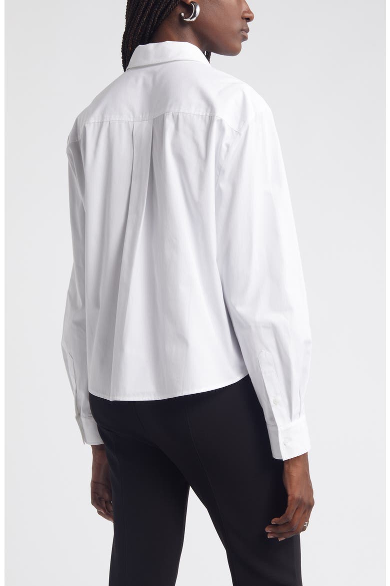 Crop Cotton Poplin Button-Up Shirt, Alternate, color, WHITE