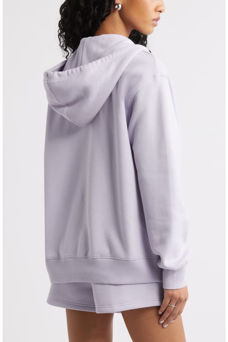 Oversize Zip Fleece Hoodie, Alternate, color, PURPLE THISTLE