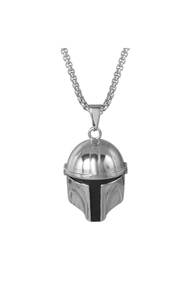 Boba Fett Helmet Pendant Necklace, 22" Box Chain, Main, color, Silver