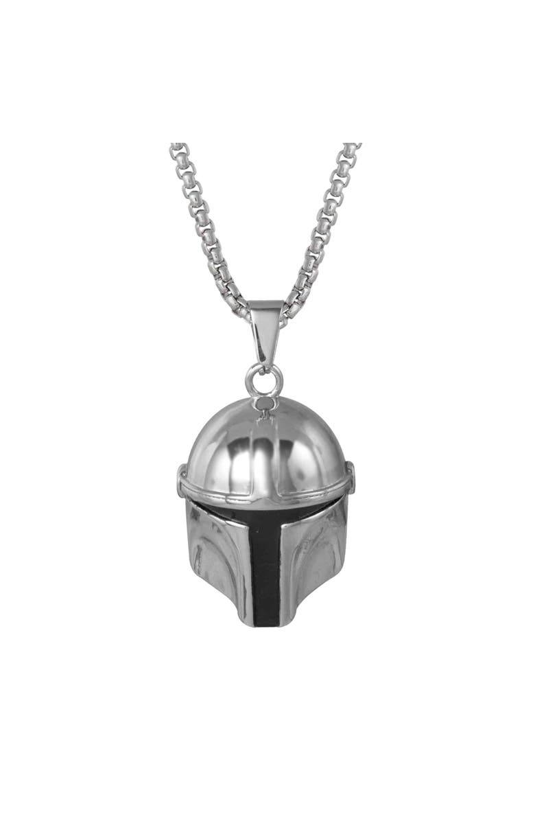 Star Wars Boba Fett Helmet Pendant Necklace, 22" Box Chain, Main, color, Silver