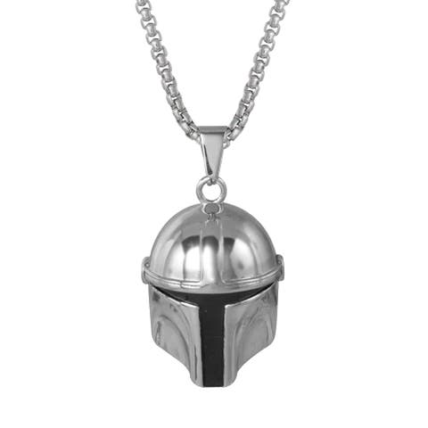 Boba Fett Helmet Pendant Necklace, 22" Box Chain