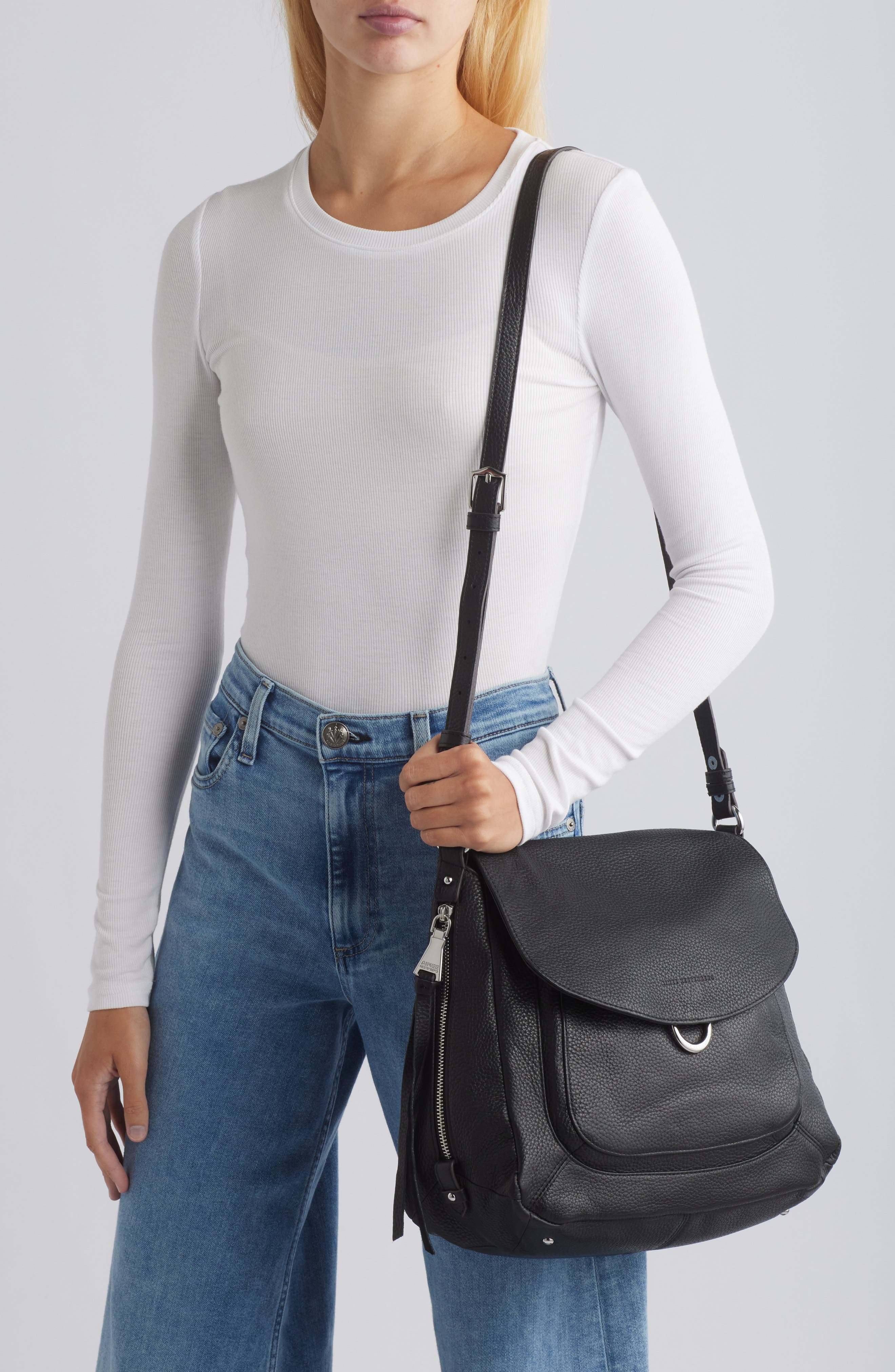 AIMEE Legendary Leather Convertible Satchel, Alternate, color, Black