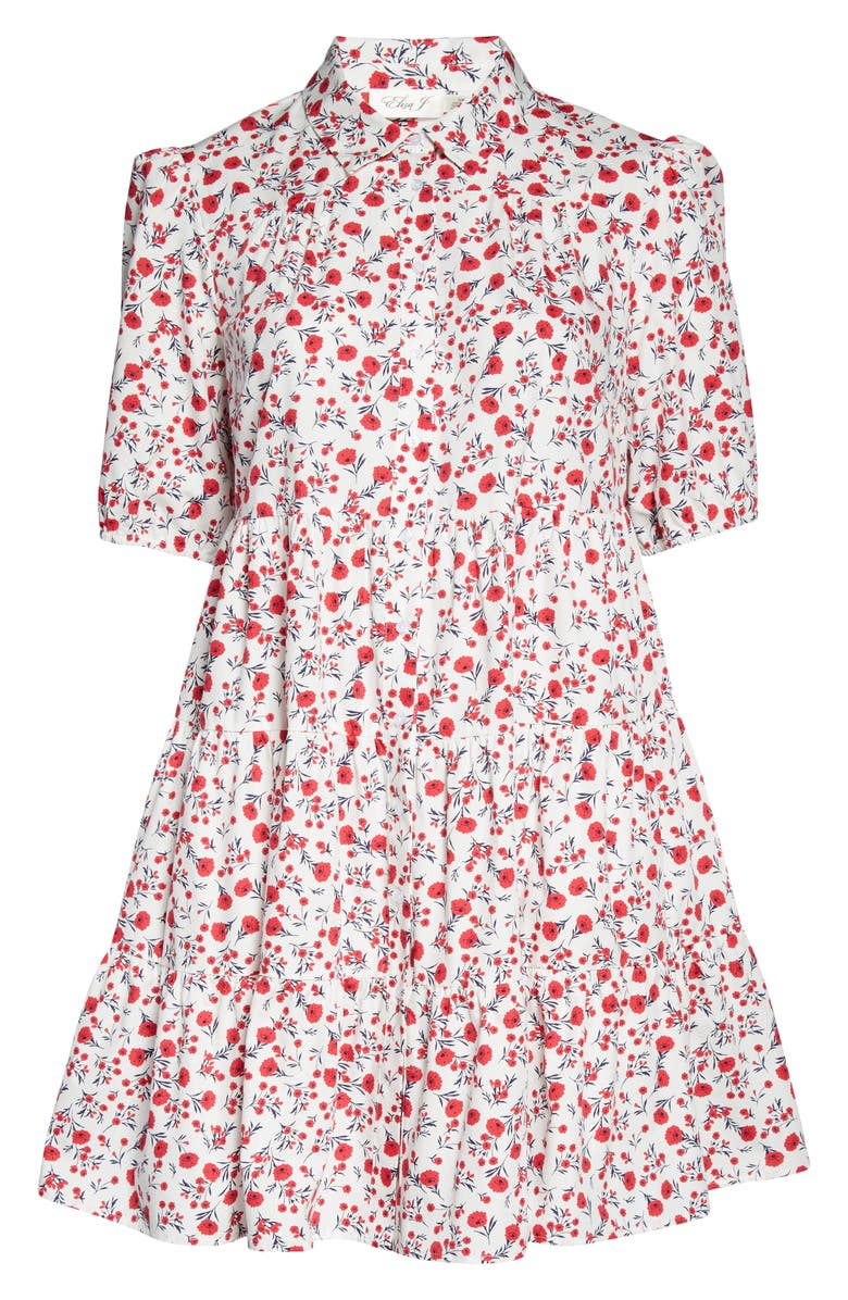 Eliza J Print Tiered Shirtdress & Face Mask Set, Alternate, color, 