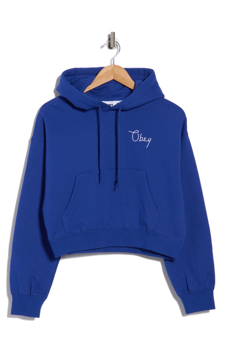 Obey Cities Crop Hoodie, Main, color, Blue