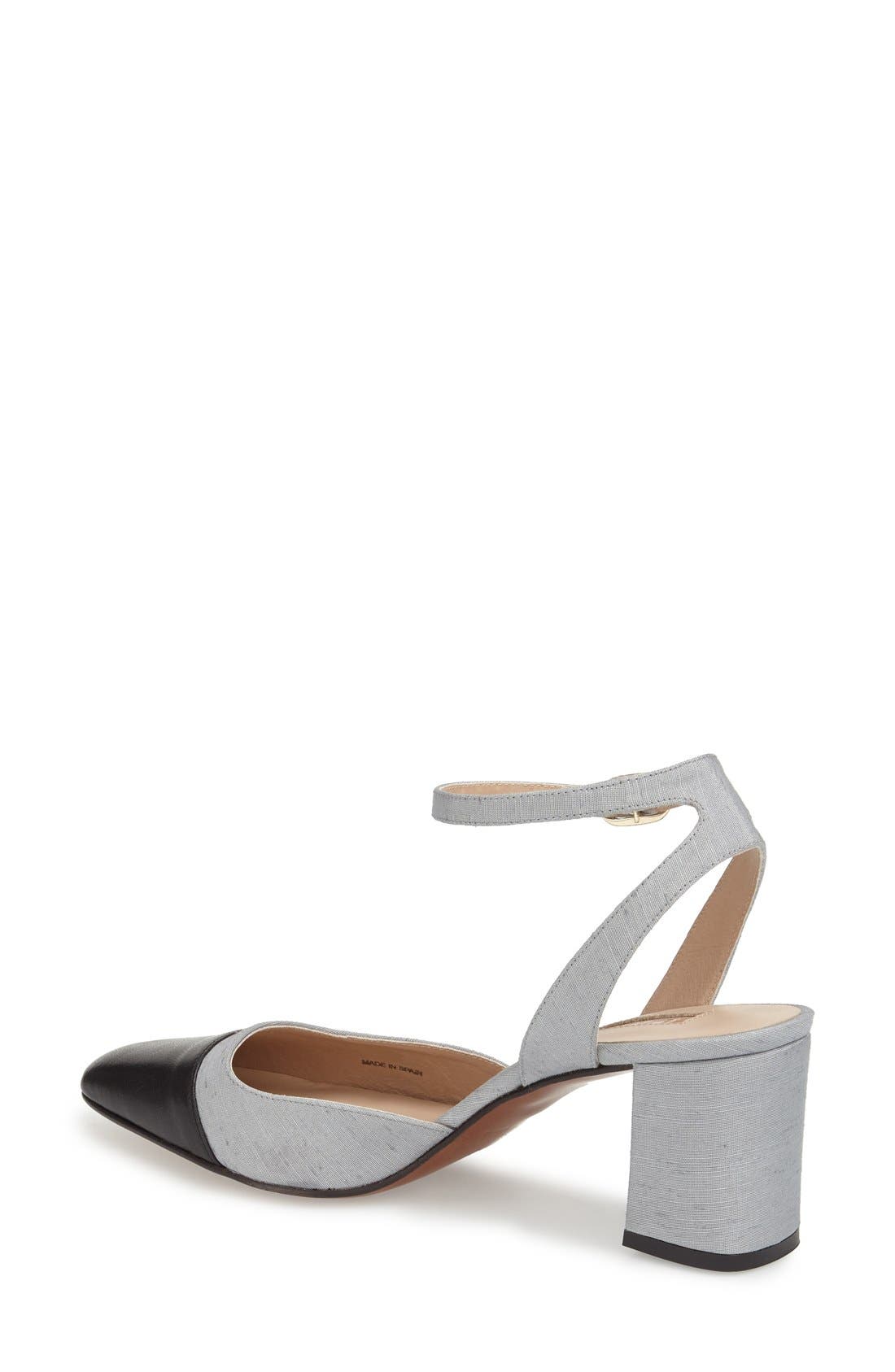 'Jewel' Cap Toe Block Heel Pump, Alternate, color, SILVER
