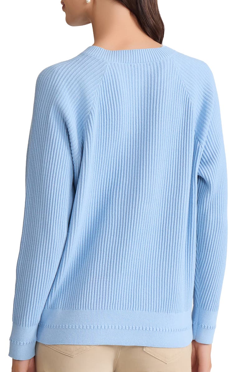 Jones New York Button Shoulder Cotton Blend Sweater, Alternate, color, Chintz Blue