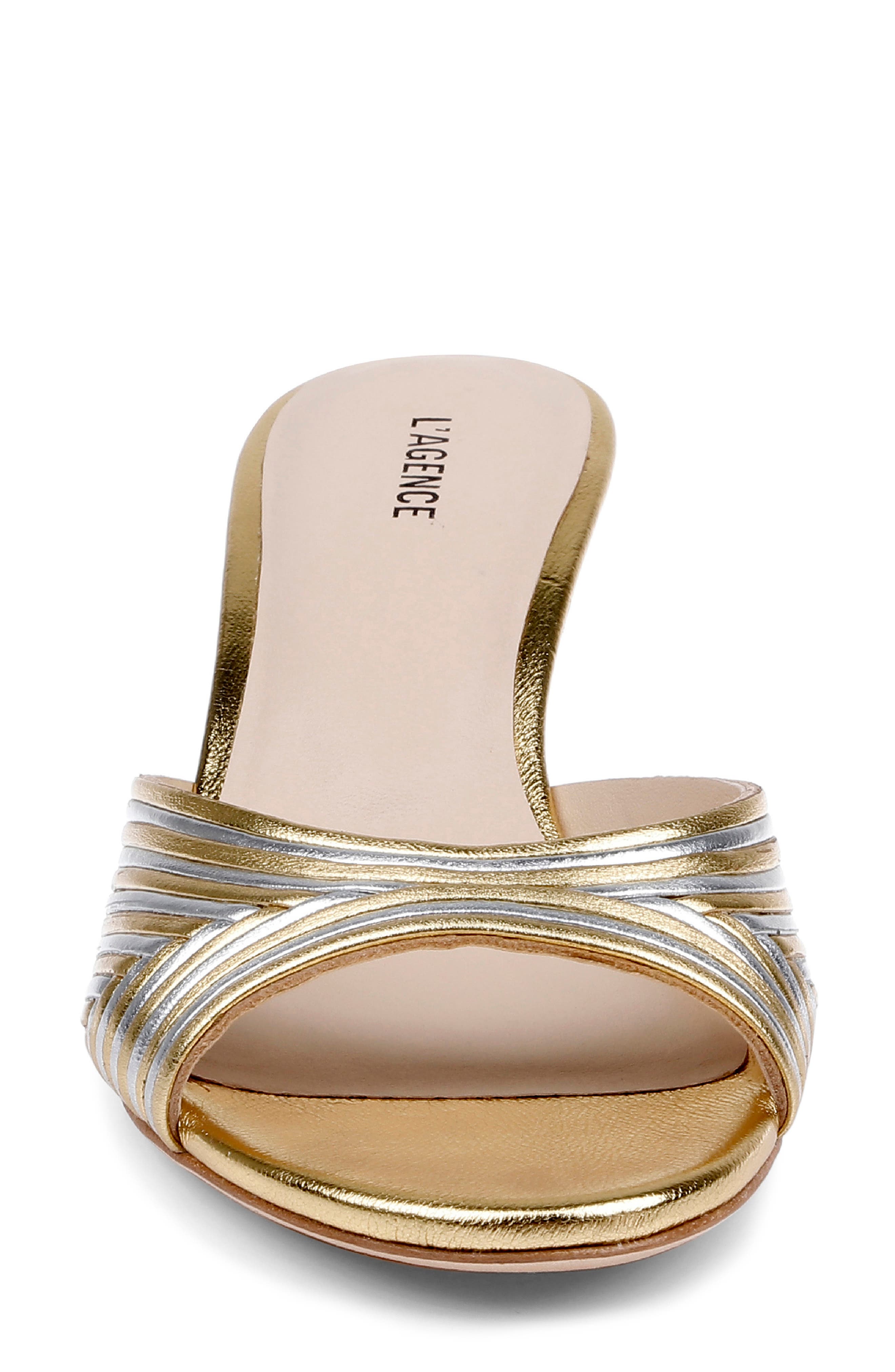 L'AGENCE Chamonix Sandal, Alternate, color, Gold/ Silver