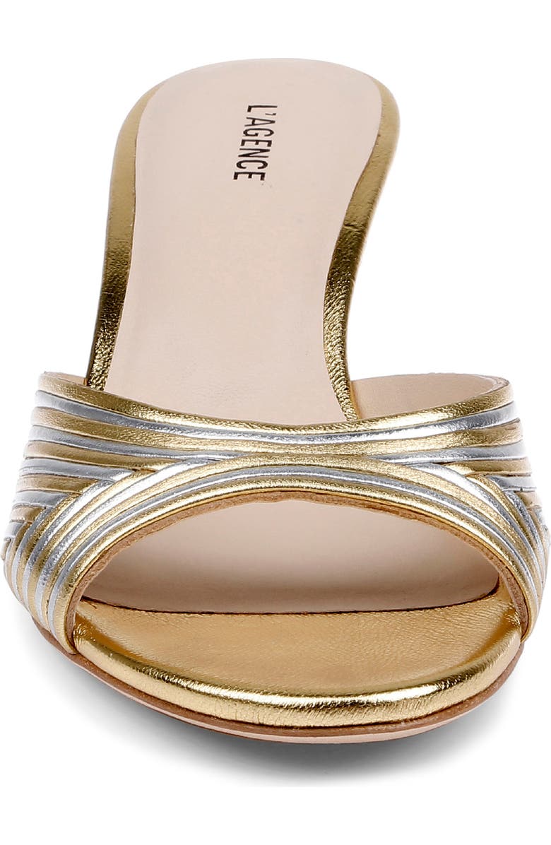 L'AGENCE Chamonix Sandal, Alternate, color, Gold/ Silver