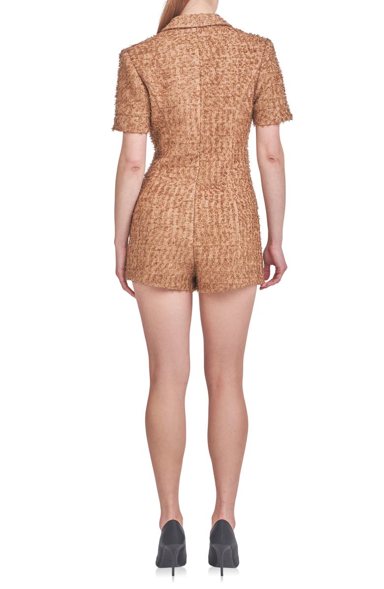 Endless Rose Double Breasted Tweed Romper, Alternate, color, Brown