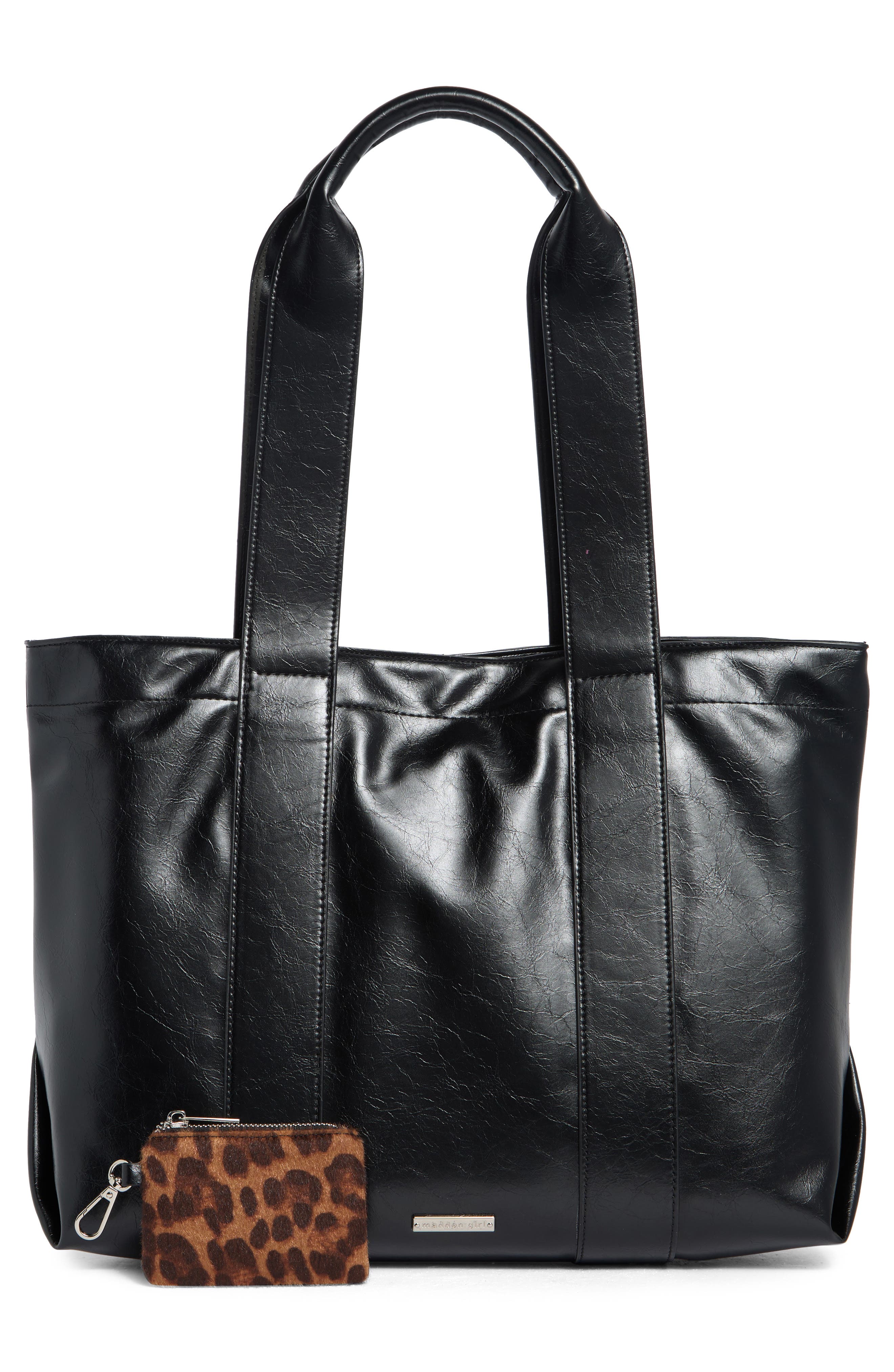 Madden Girl Large Crinkle Tote, Alternate, color, Black