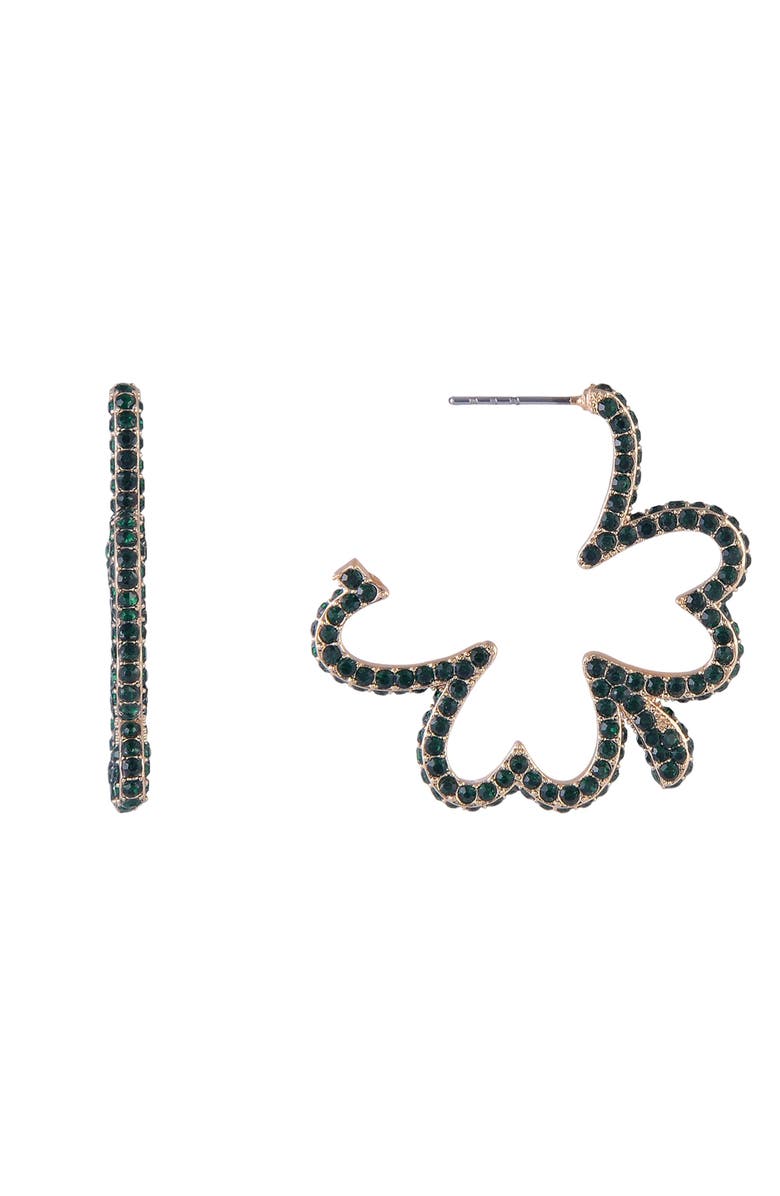 Hallmark Green Stone Shamrock Hoop Earrings, Alternate, color, Green