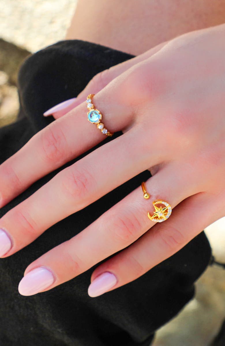 LA MENO Iridescent Imitation Pearl Crystal Ring, Alternate, color, 