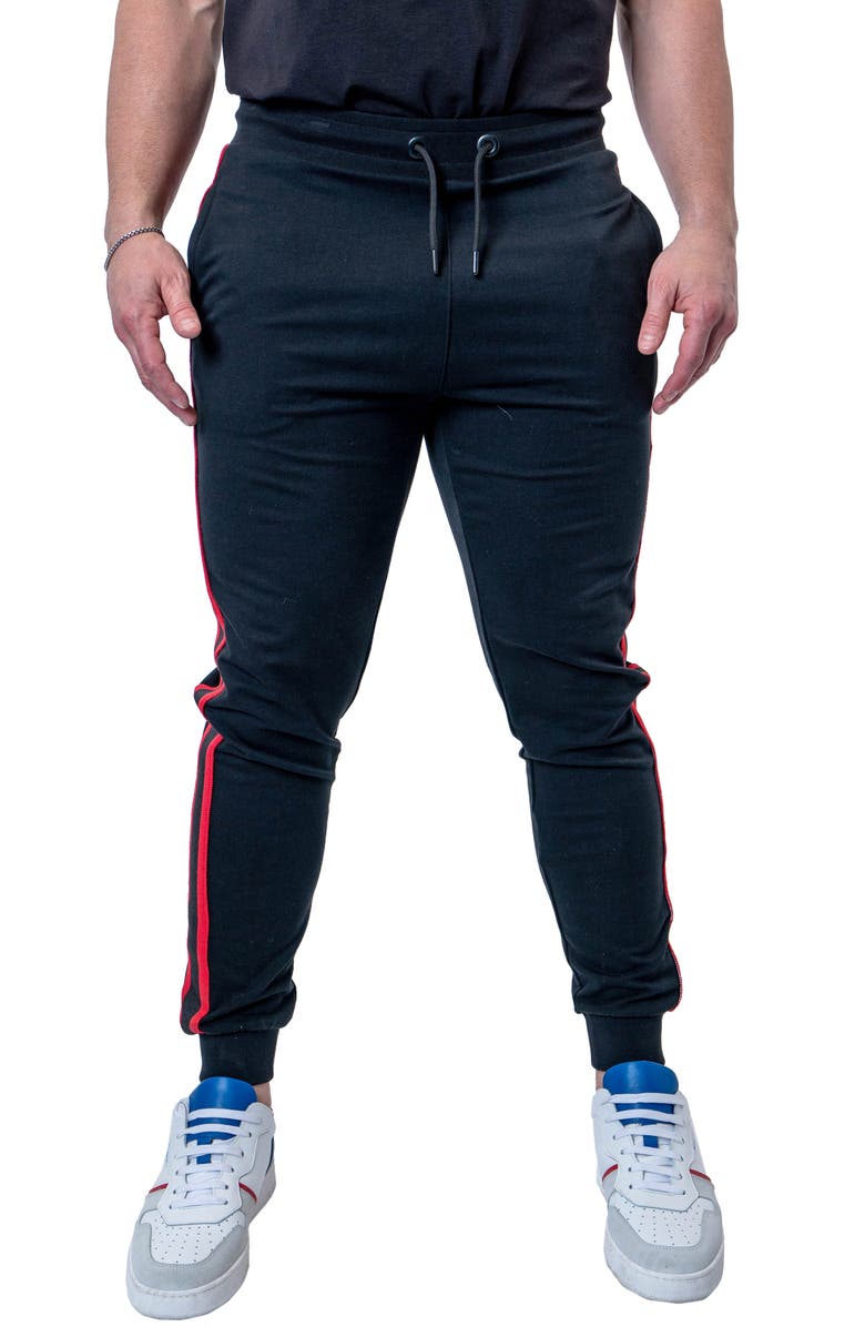 Maceoo Leo Logo Stripe Joggers, Main, color, Black